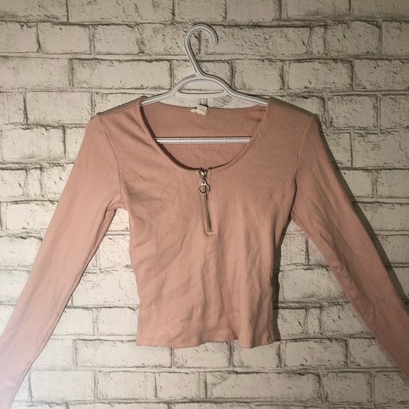 Blush Half-Zip Crop Long Sleeve - Picture 1 of 1